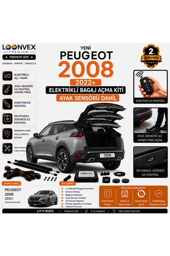 LOONVEX Peugeot 2008 2022+ Uyumlu Elektrikli Bagaj Açma Kiti Ayak Sensörlü 2 Yıl Garantili