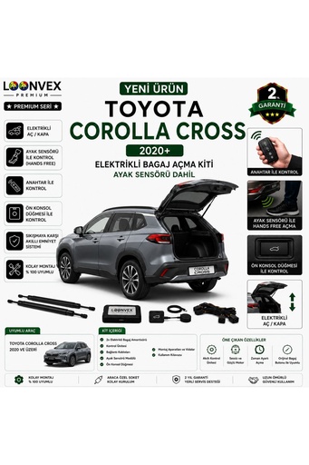 LOONVEX Toyota Corolla Cross 2020+ Uyumlu Elektrikli Bagaj Açma Kiti Ayak Sensörlü 2 Yıl Garantili