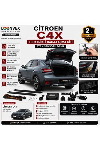 LOONVEX Citroen C4 X 2023 ve Sonrası Uyumlu Elektrikli Bagaj Açma Kiti Ayak Sensörlü 2 Yıl Garantili