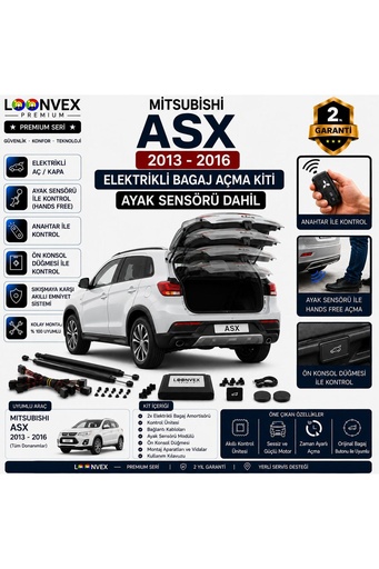 LOONVEX Mitsubishi ASX 2013-2016 Uyumlu Elektrikli Bagaj Açma Kiti Ayak Sensörlü 2 Yıl Garantili
