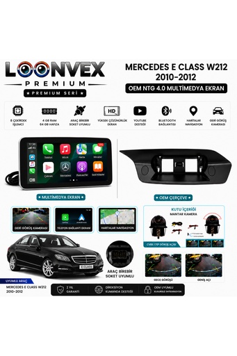 LOONVEX Premium Mercedes E Serisi W212 2010-2012 OEM NTG 4.0 Multimedya Ekran | 8 Çekirdek | 4GB RAM | 64GB Hafıza
